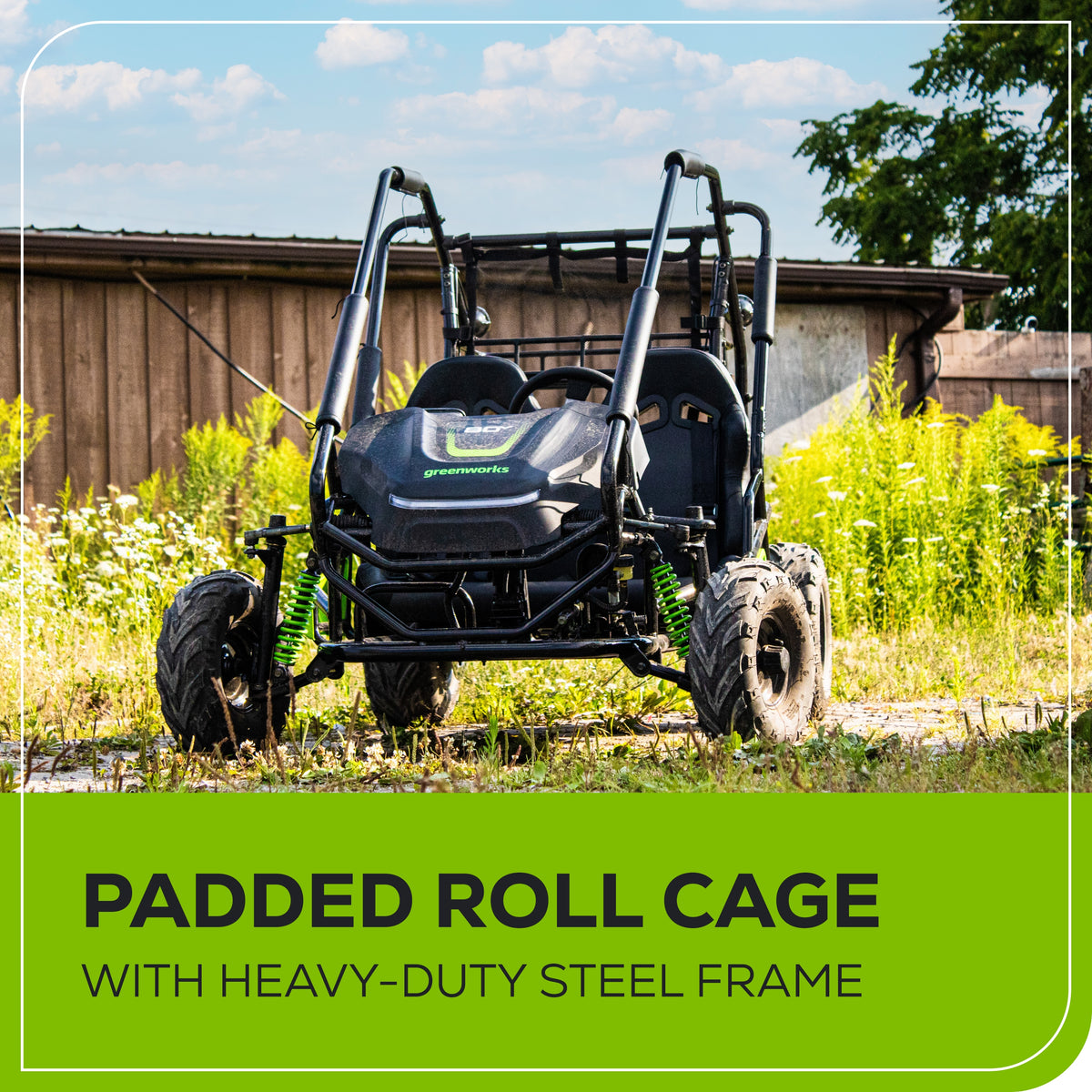 80V STEALTH Series All-Terrain 2-Seat Electric Youth Go-Kart: (2) 8.0 Ah Batteries and Dual-Port Charger