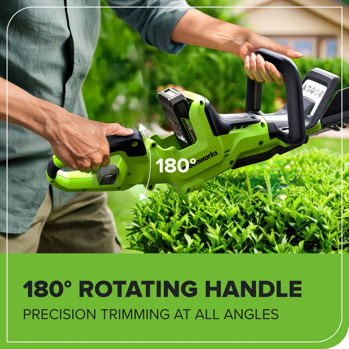 24V 24" Cordless Battery Hedge Trimmer w/ 2.0Ah Battery and 2A Charger