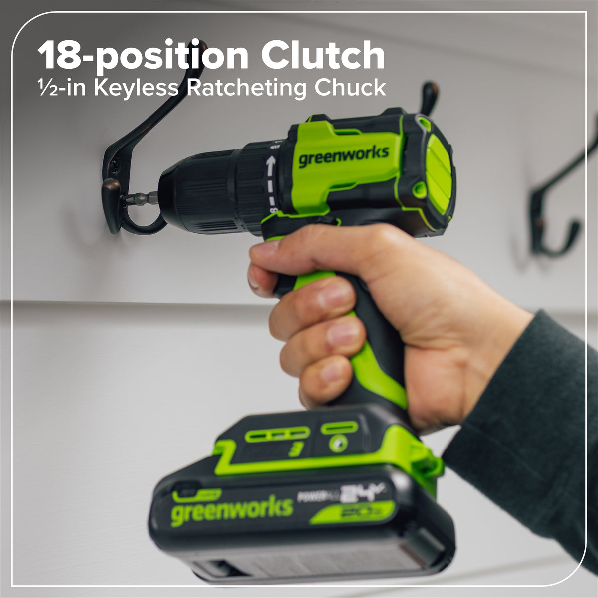 24V Cordless Battery 1/2" 400 in-lbs Drill / Driver: 2.0 Ah Batteries and Charger