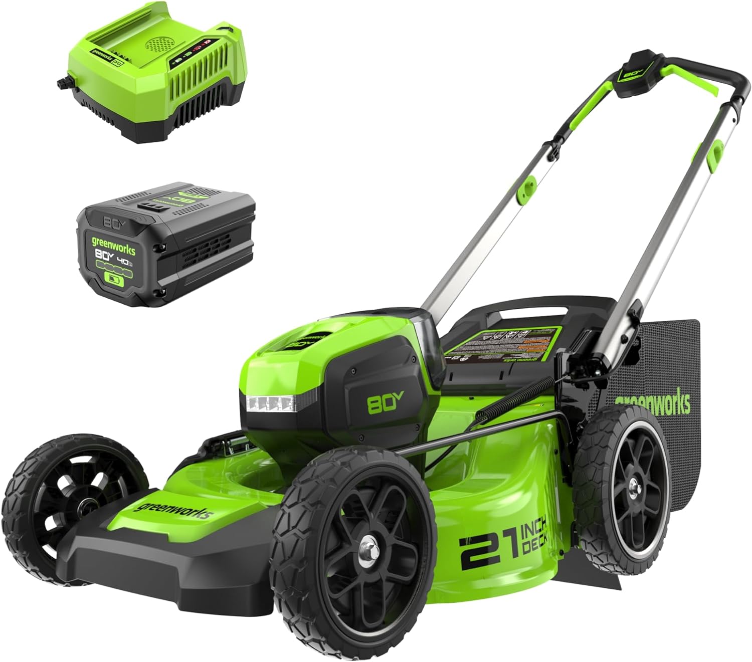 80V 21 Cordless Battery Push Lawn Mower w/ 4.0Ah Battery & Charger