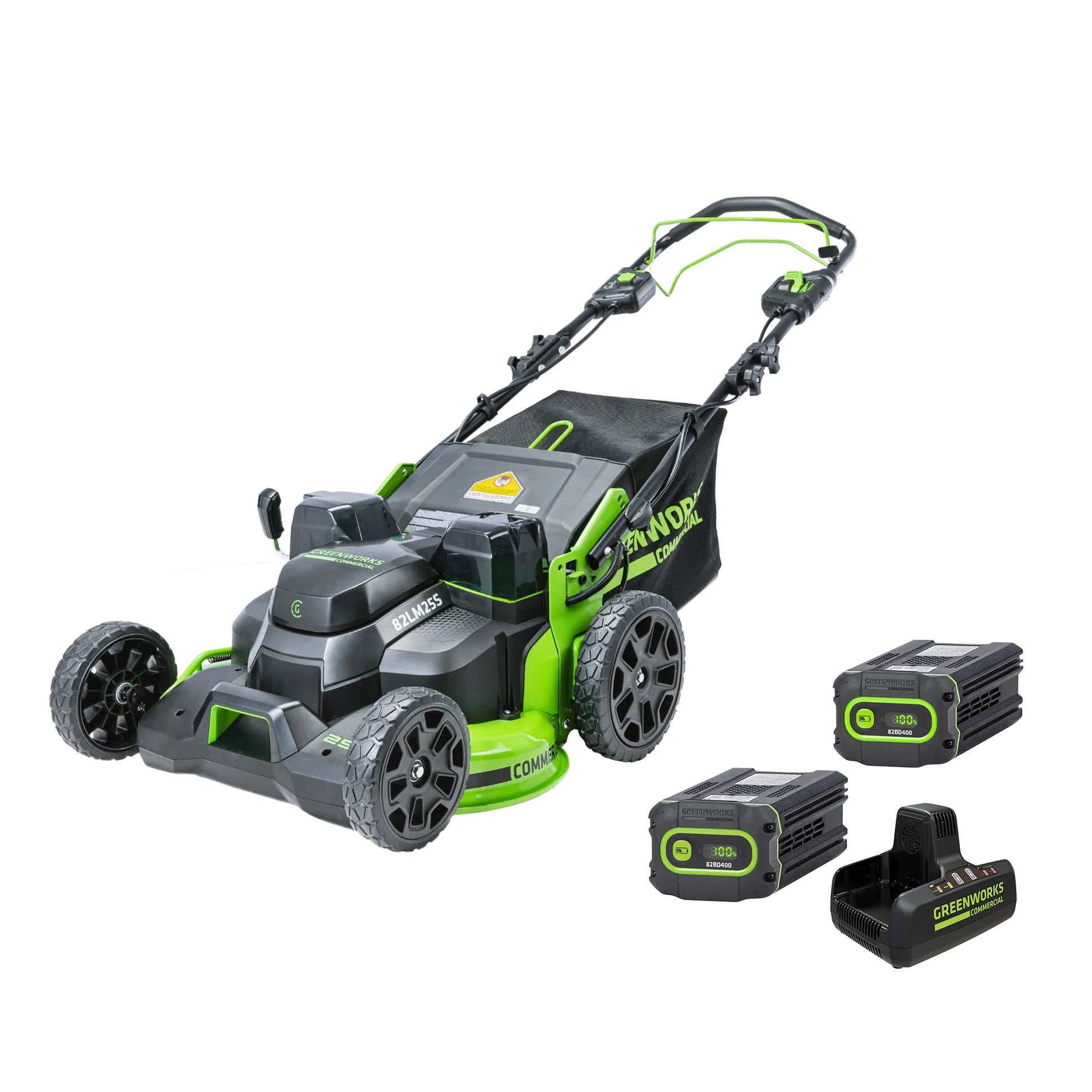 82V 25 Self Propelled Mower W 2 4Ah Battery Dual Port Charger Greenworks Tools