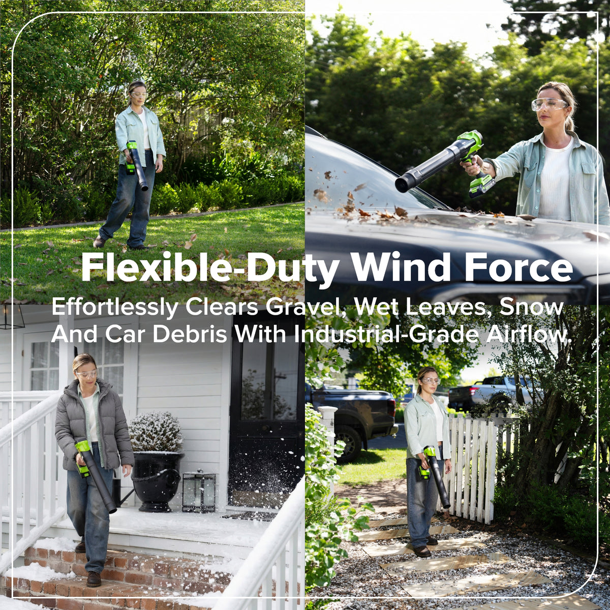 48V (24V x 2) 17" Push Cordless Lawn Mower, 270CFM Leaf Blower & 12" String Trimmer Combo Kit w/ (2) 4.0Ah Batteries, 65W Type-C Charger & (2) 3-FT Cables