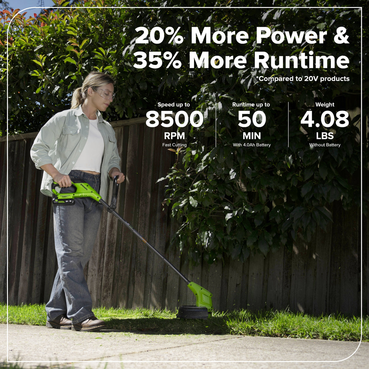 48V (24V x 2) 17" Push Cordless Lawn Mower, 270CFM Leaf Blower & 12" String Trimmer Combo Kit w/ (2) 4.0Ah Batteries, 65W Type-C Charger & (2) 3-FT Cables
