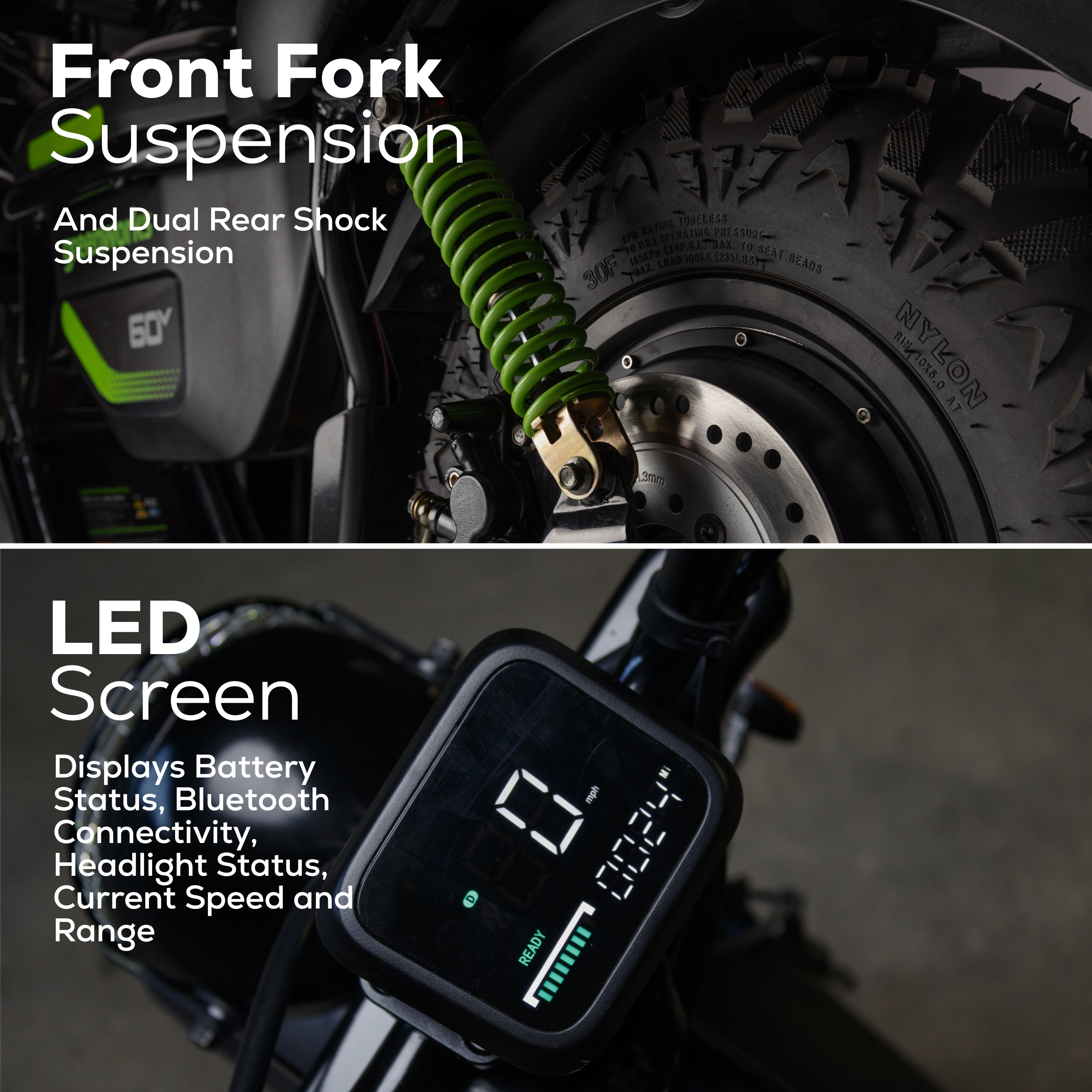 60V STEALTH Series Electric Mini-Bike w/ (2) 8.0Ah Batteries & Dual-Port Rapid Charger