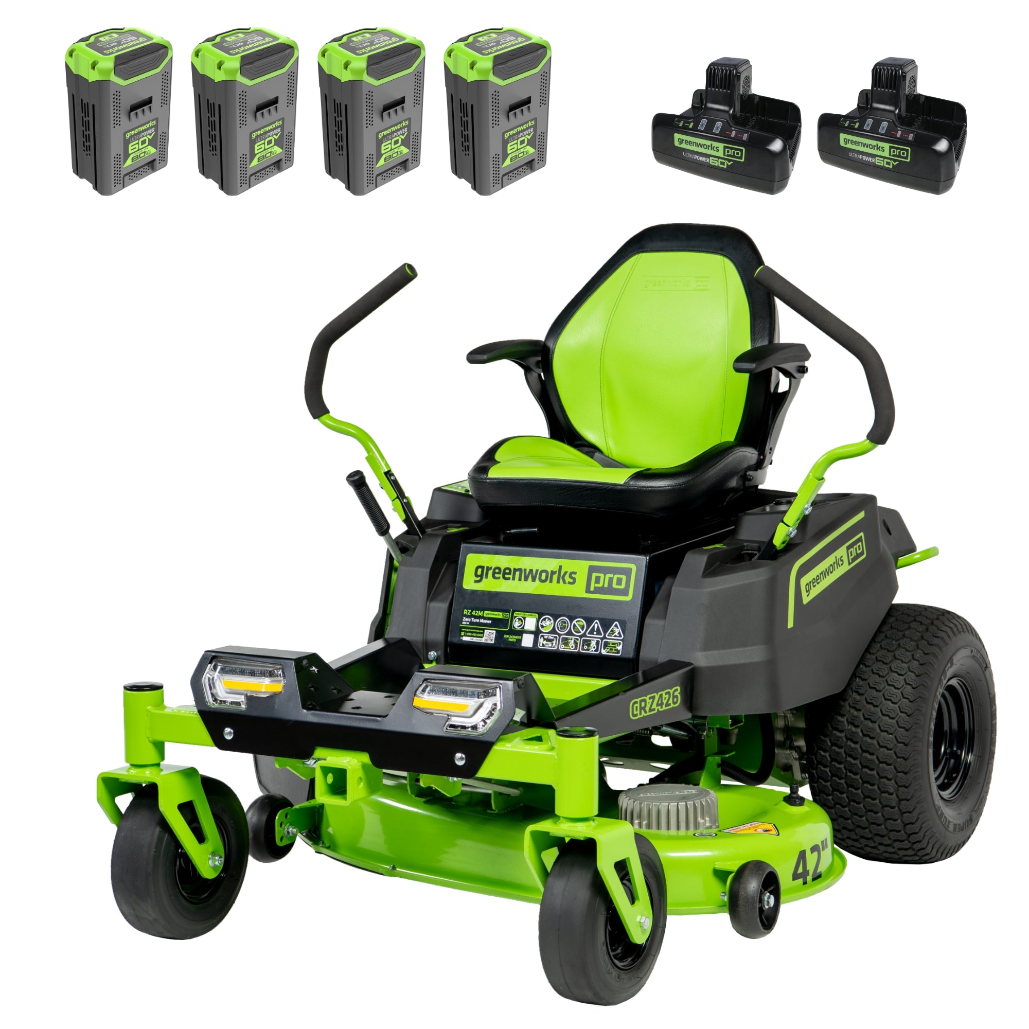 Pro 60V 42 Inch Electric Zero Turn Lawn Mower 8Ah Batteries