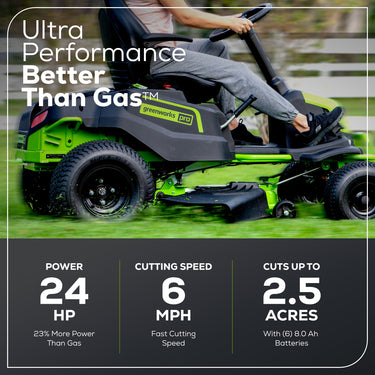 60V 42" Cordless Battery CrossoverT Riding Lawn Mower w/ Six (6) 8.0Ah Batteries and Three (3) Dual Port Turbo Chargers