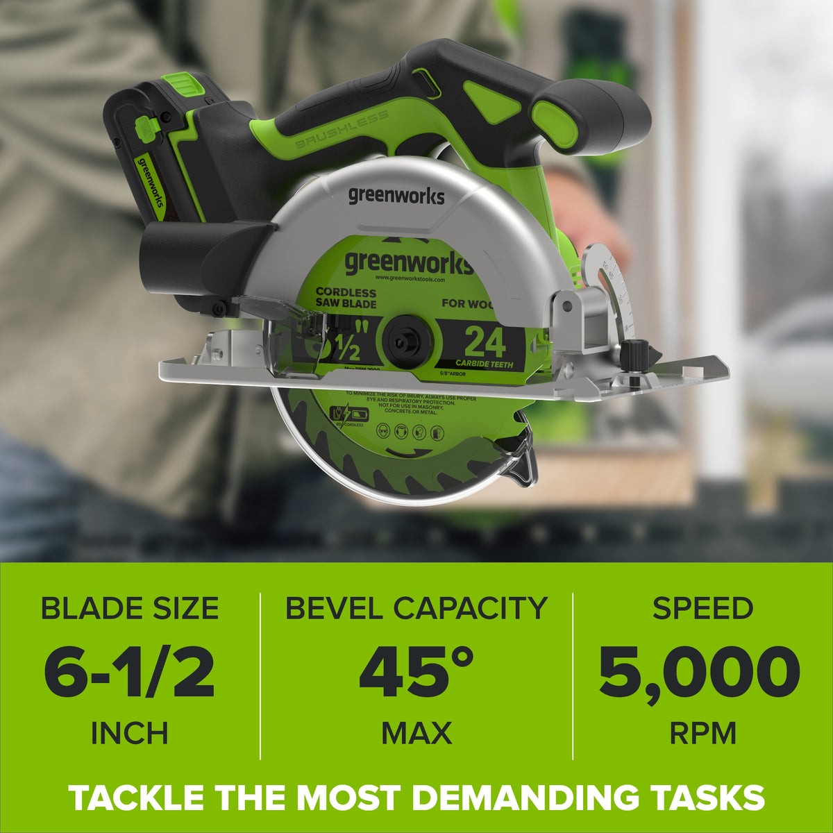 24V Cordless 280 in-lbs Drill/Driver Power Tool 3PC Combo Kit w/ 6-1/2" Circular Saw & 3000SPM Jig Saw: (1) 2.0Ah USB-C Battery & Charger, (1) 3' 100W USB-C Cable