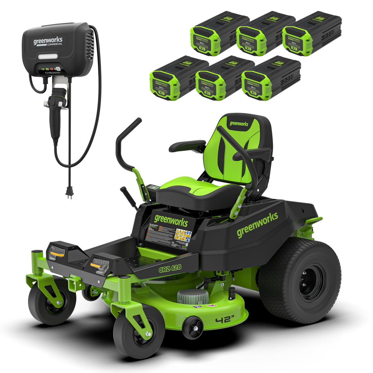 82V 42" Cordless Battery CrossoverZ Zero Turn Lawn Mower: (6) 6.0 Ah Batteries, (1) 600W Wall Charger, CRZ4282