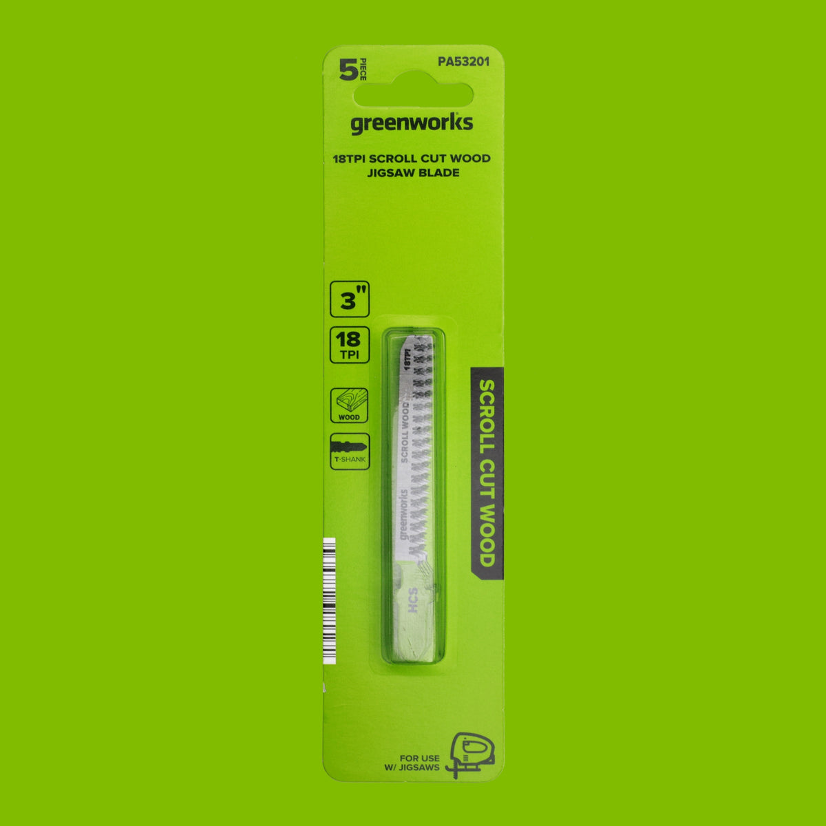 3 Series 3" x 20 TPI HCS Scroll Jigsaw Blade (5-Pack)