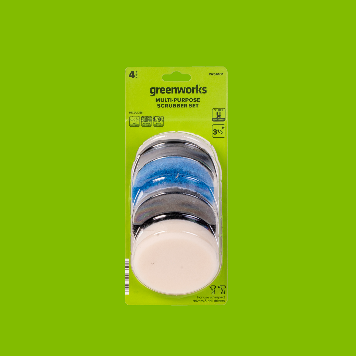 3 Series 4PC Hex Shank Scrubber Set