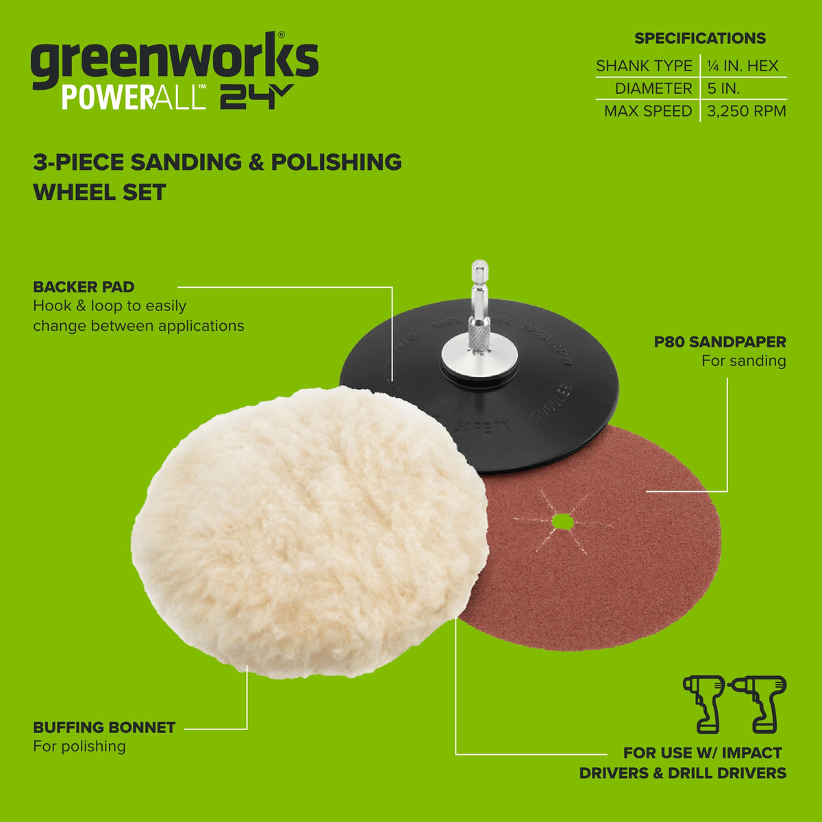 3 Series 5" Polishing and Sanding Wheel Set