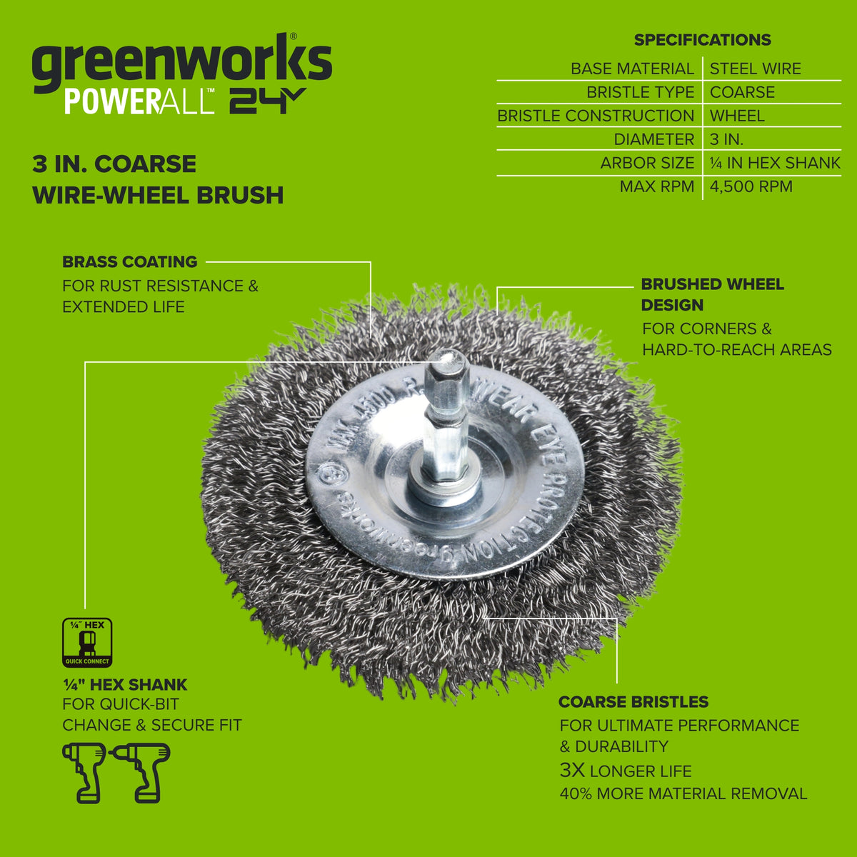3 Series 3" Coarse Wire Wheel Brush