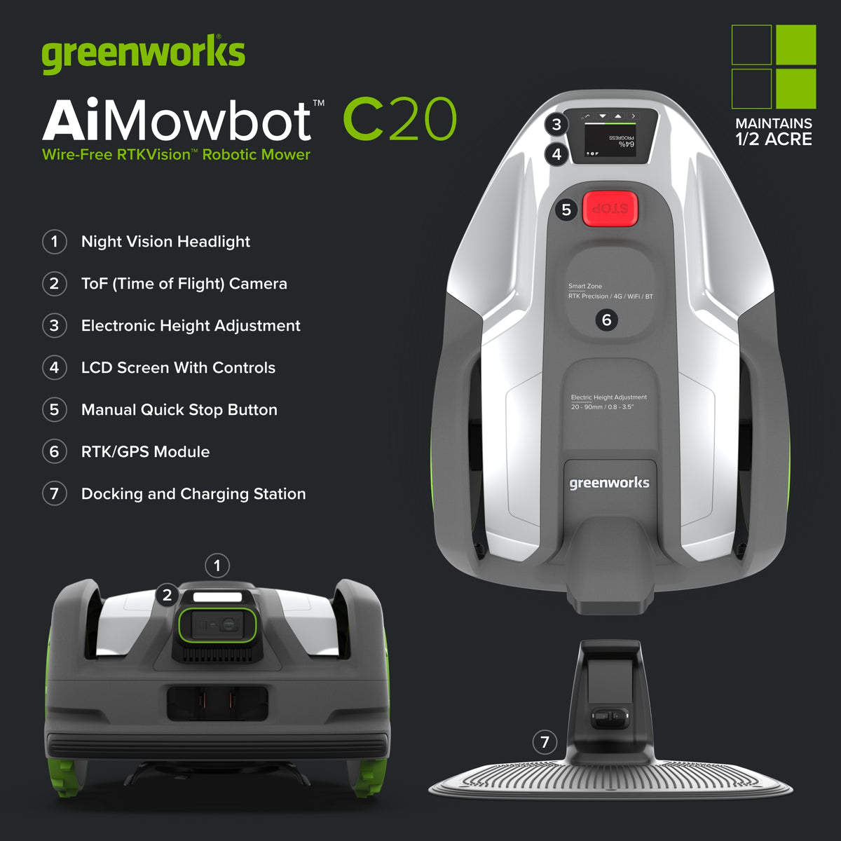 AiMowbot Wire-Free RTKVision Robotic Mower C20