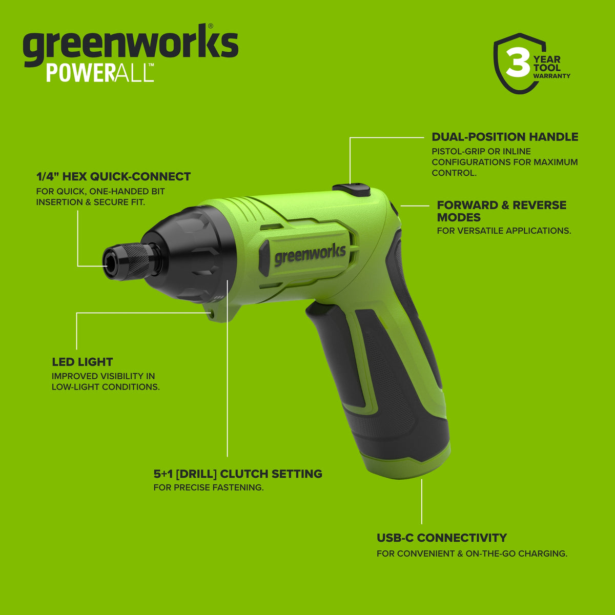 8V 70 in-lbs Screwdriver with 2 Bits