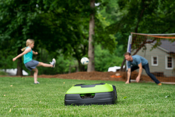 Father and Daughter playing on the lawn