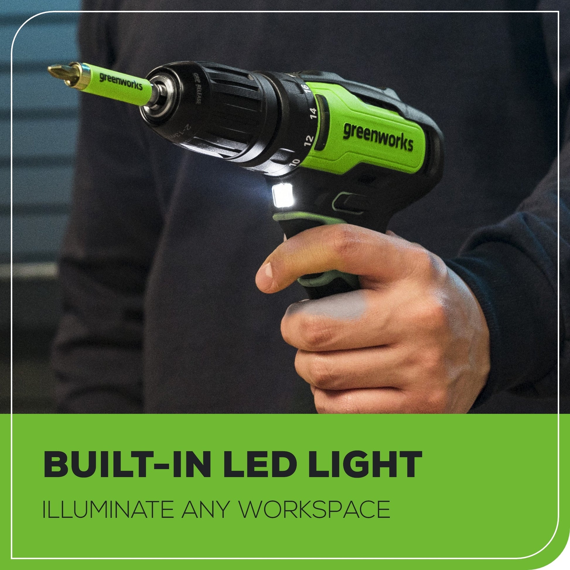 24V Brushless 1/2" 310 in/lbs Drill Kit w/ (2) 2Ah Batteries and Charger, 8-piece Bit Set and Tool Bag Included