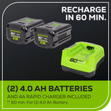 80V 22" Cordless Battery Dual Blade Self-Propelled Lawn Mower w/ (2) 4.0Ah Batteries & Rapid Charger