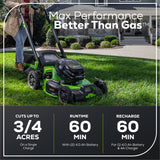 OPEN BOX 80V 22" Cordless Battery Dual Blade Self-Propelled Lawn Mower: (2) 4.0 Ah Batteries and Rapid Charger, LM2208S