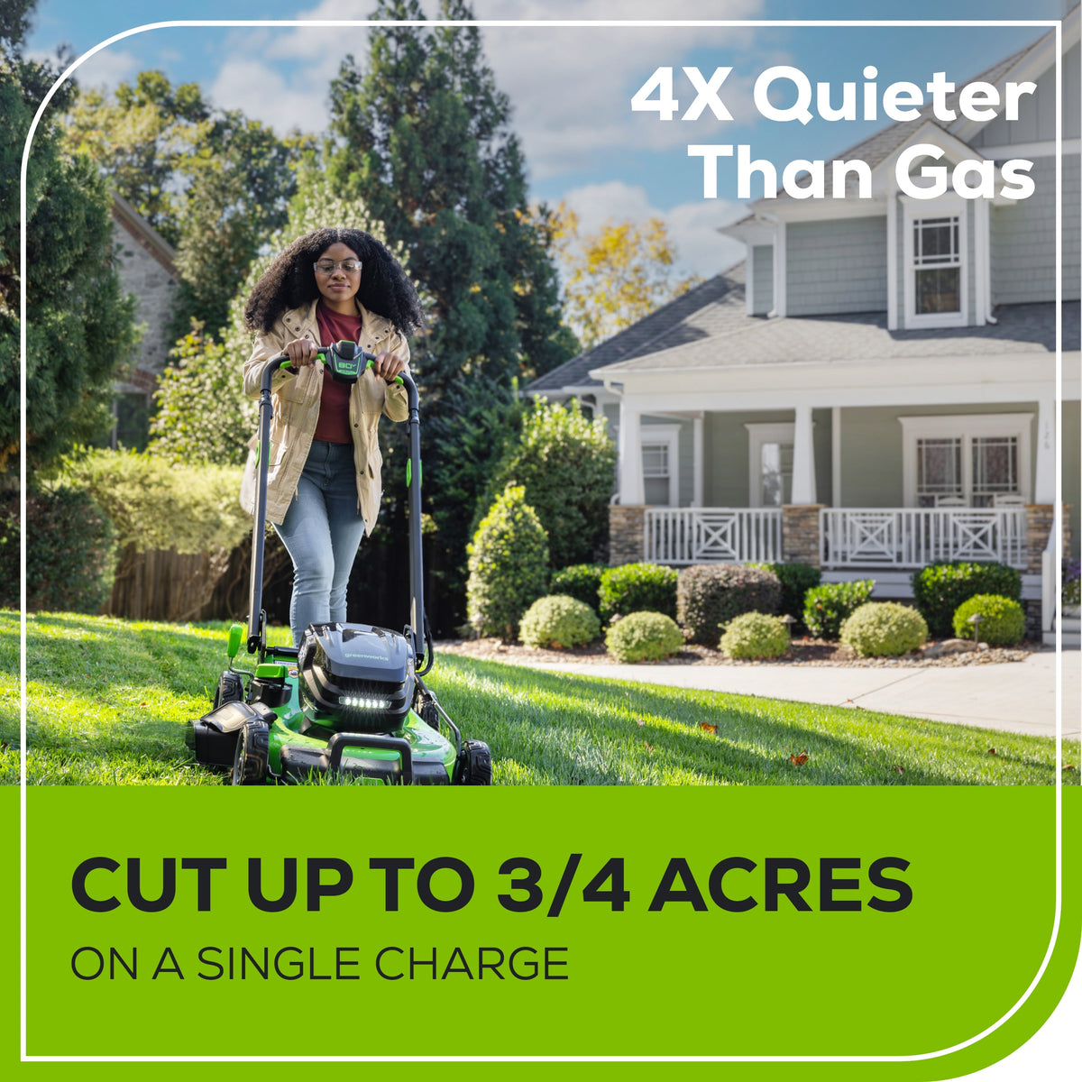 OPEN BOX 80V 22" Cordless Battery Dual Blade Self-Propelled Lawn Mower: (2) 4.0 Ah Batteries and Rapid Charger, LM2208S