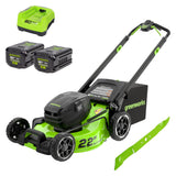 OPEN BOX 80V 22" Cordless Battery Dual Blade Self-Propelled Lawn Mower: (2) 4.0 Ah Batteries and Rapid Charger, LM2208S