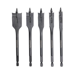 Pro 5-PC Spade Drill Bit Set w/ Full Threaded Pilot Point