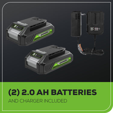 24V Brushless 1/2" 310 in/lbs Drill Kit w/ (2) 2Ah Batteries and Charger, 8-piece Bit Set and Tool Bag Included