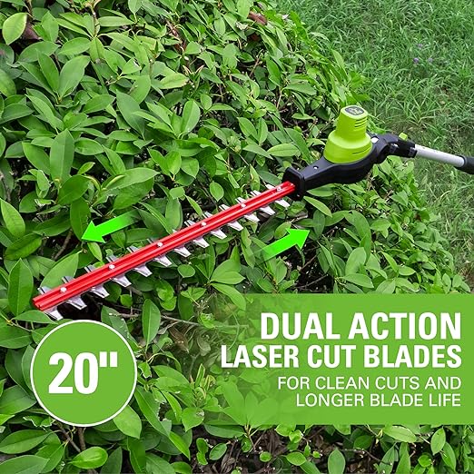 24V 10" Cordless Battery Polesaw & Pole Hedge Trimmer Combo Kit w/ 4Ah USB Battery and Charger