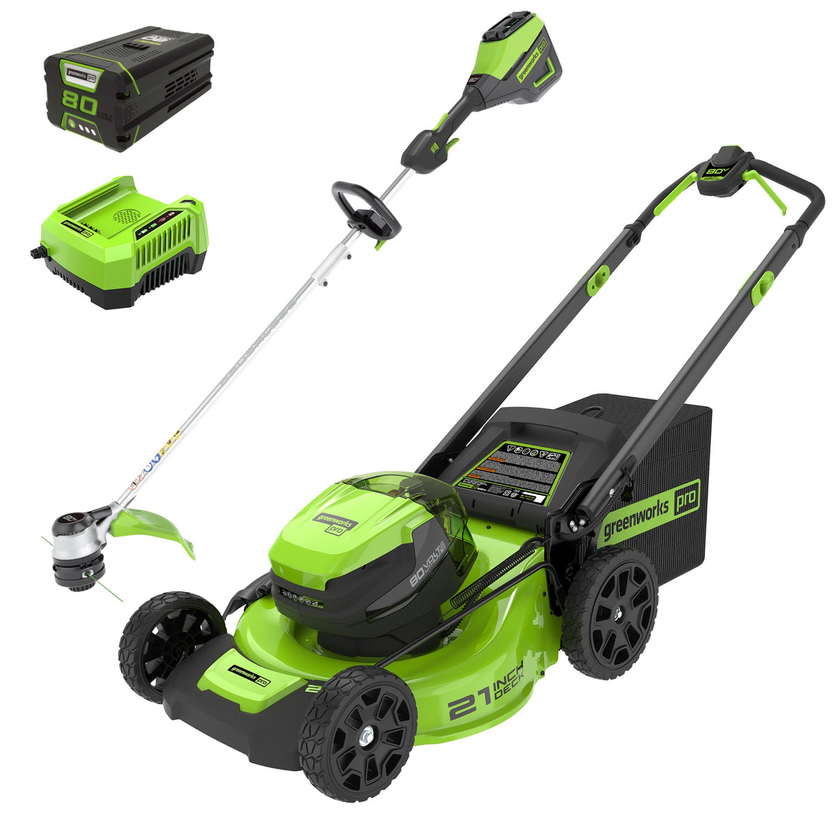 80V 21" Cordless Battery 4-in-1 Push Mower & 16" String Trimmer Combo Kit w/ (1) 4.0Ah Battery & (1) Rapid Charger