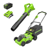 40V 16" Cordless Battery Brushless Push Lawn Mower and 350 CFM Blower Combo Kit: 4.0 Ah Battery and Charger
