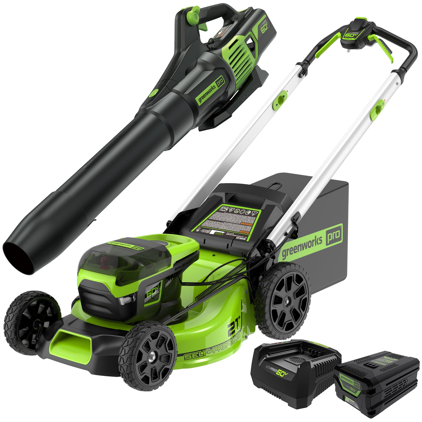 60V 21" Cordless Battery Self-Propelled Mower w/ Blower, (1) 5.0Ah and Rapid Charger