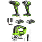 24V Drill, Impact Driver & Jig Saw 3PC Combo Kit w/ (2) Batteries & Charger