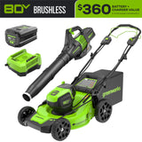 80V 21" Cordless Battery Self-Propelled Mower & Blower w/ 4.0Ah Battery & Rapid Charger