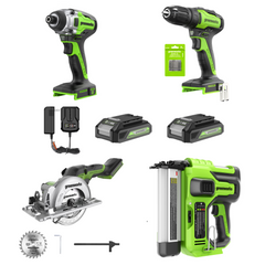 24V Cordless Battery Circular Saw 4PC Combo Kit w/ (2) 2.0Ah Batteries & Charger