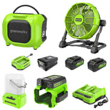 24V Cordless Battery 4-pc Camping Combo Kit w/ (2) 4.0Ah Batteries & Charger