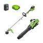 60V 16" Cordless Battery Top Mount String Trimmer + 750CFM Blower w/2.5Ah Battery and 3A Charger