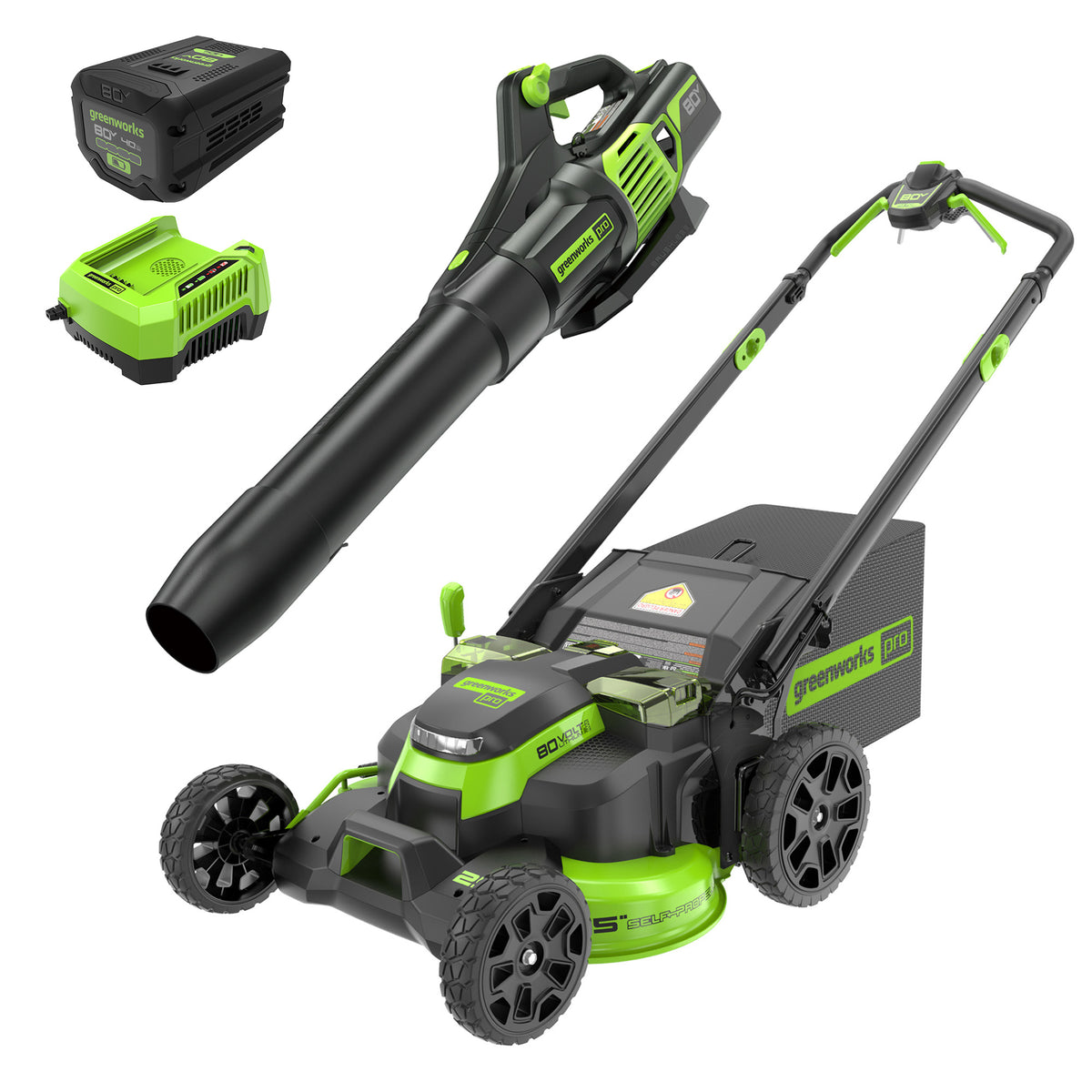 80V 25" Cordless Battery Dual Blade Self-Propelled Mower 2PC Combo Kit w/ (1) 4.0Ah Battery & (1) Rapid Charger