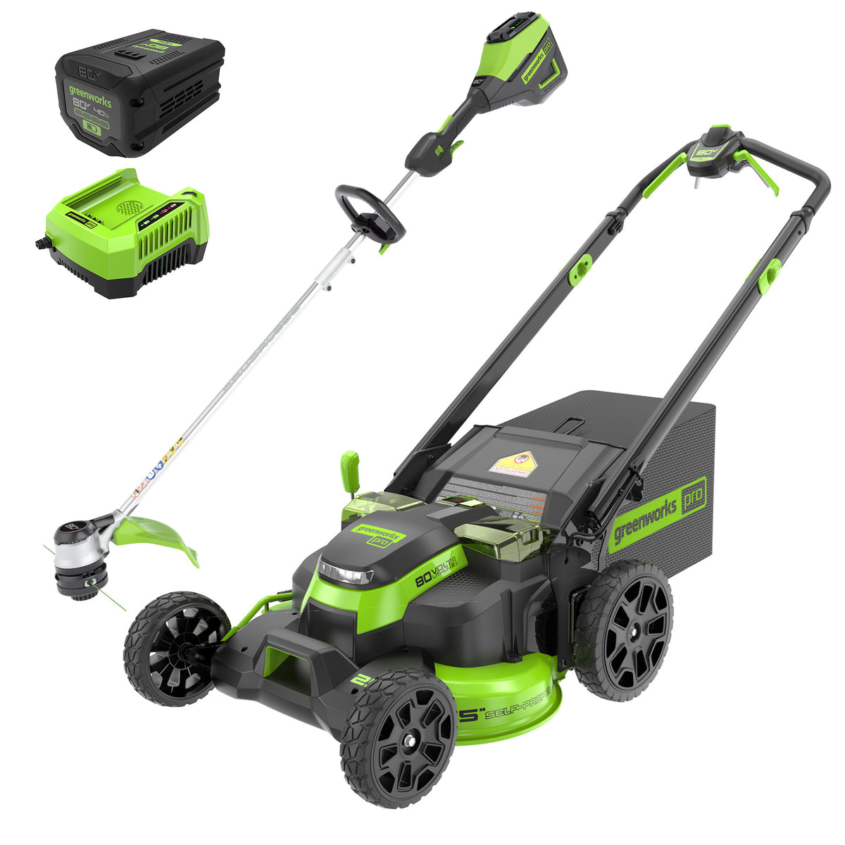 80V 25" Cordless Battery Dual Blade Self-Propelled Mower 2PC Combo Kit w/ (1) 4.0Ah Battery & (1)Rapid Charger