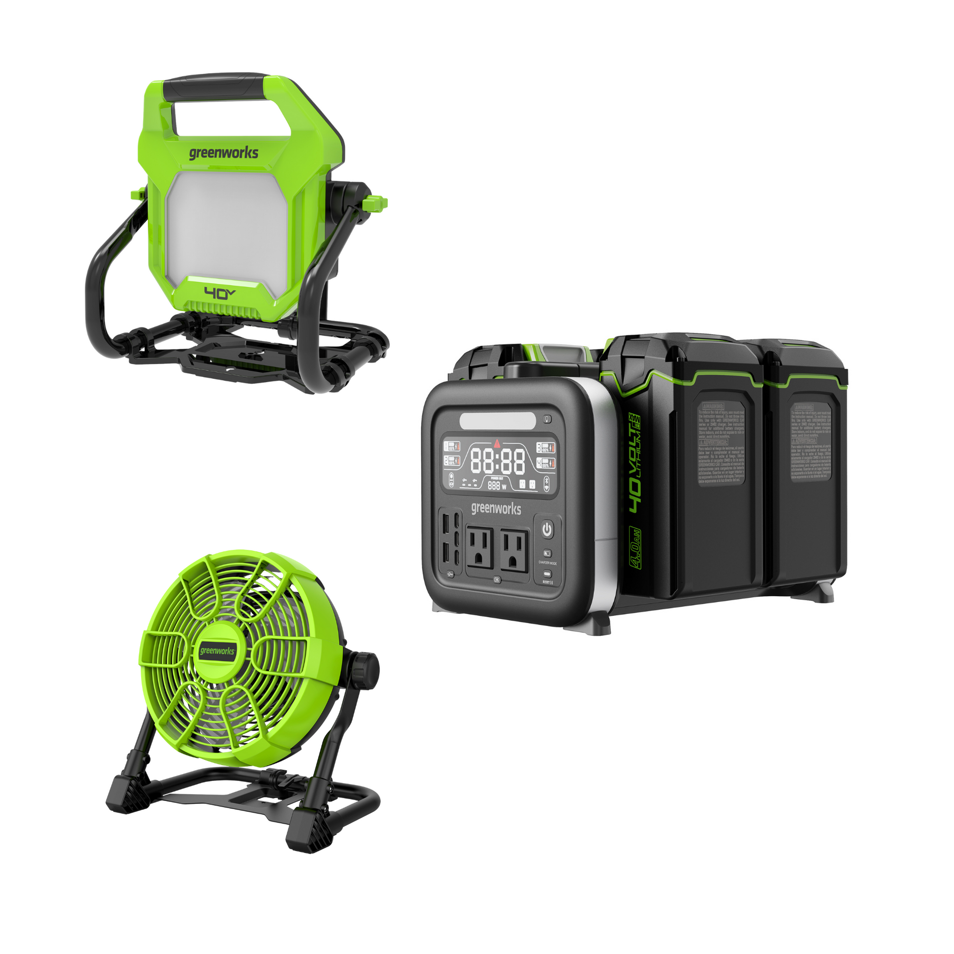 greenworkstools-40V Power Outage Kit w/ Four (4) 4.0Ah Batteries and Built-in Charger | Greenworks