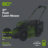 OPEN BOX 80V 21" Cordless Battery 4-in-1 Push Lawn Mower & 700CFM Blower Combo Kit w/ 5.0Ah Battery & 6A Charger