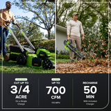 80V 21" Cordless Battery 4-in-1 Push Lawn Mower & 700CFM Blower Combo Kit w/ 5.0Ah Battery & 6A Charger