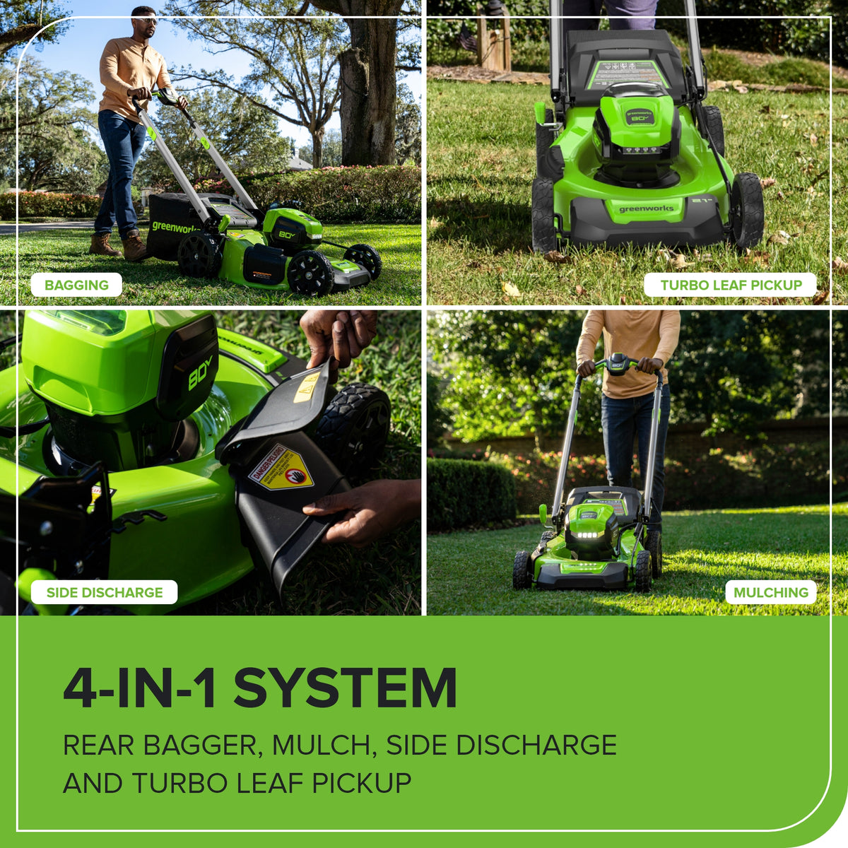 80V 21" Cordless Battery 4-in-1 Push Lawn Mower & 700CFM Blower Combo Kit w/ 5.0Ah Battery & 6A Charger