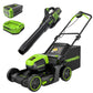 60V 17" Cordless Battery Push Lawn Mower and 610 CFM Jet Blower Combo Kit w/ 4.0Ah Battery & Charger