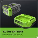 60V 17" Cordless Battery Push Lawn Mower and 610 CFM Jet Blower Combo Kit w/ 4.0Ah Battery & Charger