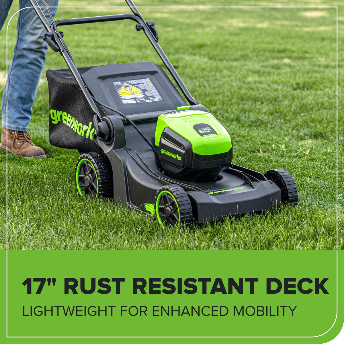 60V 17" Cordless Battery Push Lawn Mower and 610 CFM Jet Blower Combo ...