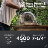 24V Circular Saw 7-1/4", Saw Blade & Dust Connector Kit w/ 4.0Ah Battery & Charger