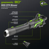 REFURBISHED 80V 800 CFM Brushless Leaf Blower w/ 2.5Ah Battery & Charger
