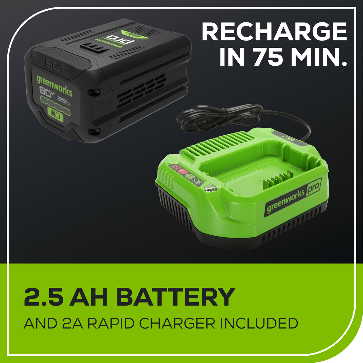 80V 800 CFM Brushless Leaf Blower w/ 2.5Ah Battery & Charger