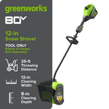 80V 12" Cordless Battery LED Snow Shovel (Tool Only)