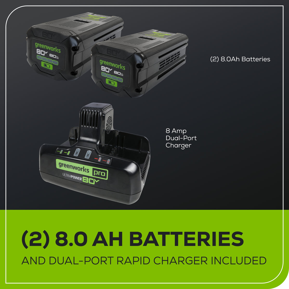 80V STEALTH Series All-Terrain 2-Seat Electric Youth Go-Kart: (2) 8.0 Ah Batteries and Dual-Port Charger