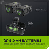 80V STEALTH Series All-Terrain 2-Seat Electric Youth Go-Kart: (2) 8.0 Ah Batteries and Dual-Port Charger